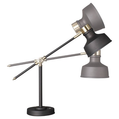 Adjustable Black and Antique Brass LED Desk Lamp with USB Port