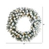 Nearly Natural 24” Flocked Artificial Christmas Wreath with 160 Bendable Branches and 35 Warm White LED Lights - 3 of 4