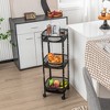 Tangkula 3-Tier Rotating 1-Second folding Storage Rack Metal Rolling Utility Cart Square - 2 of 4