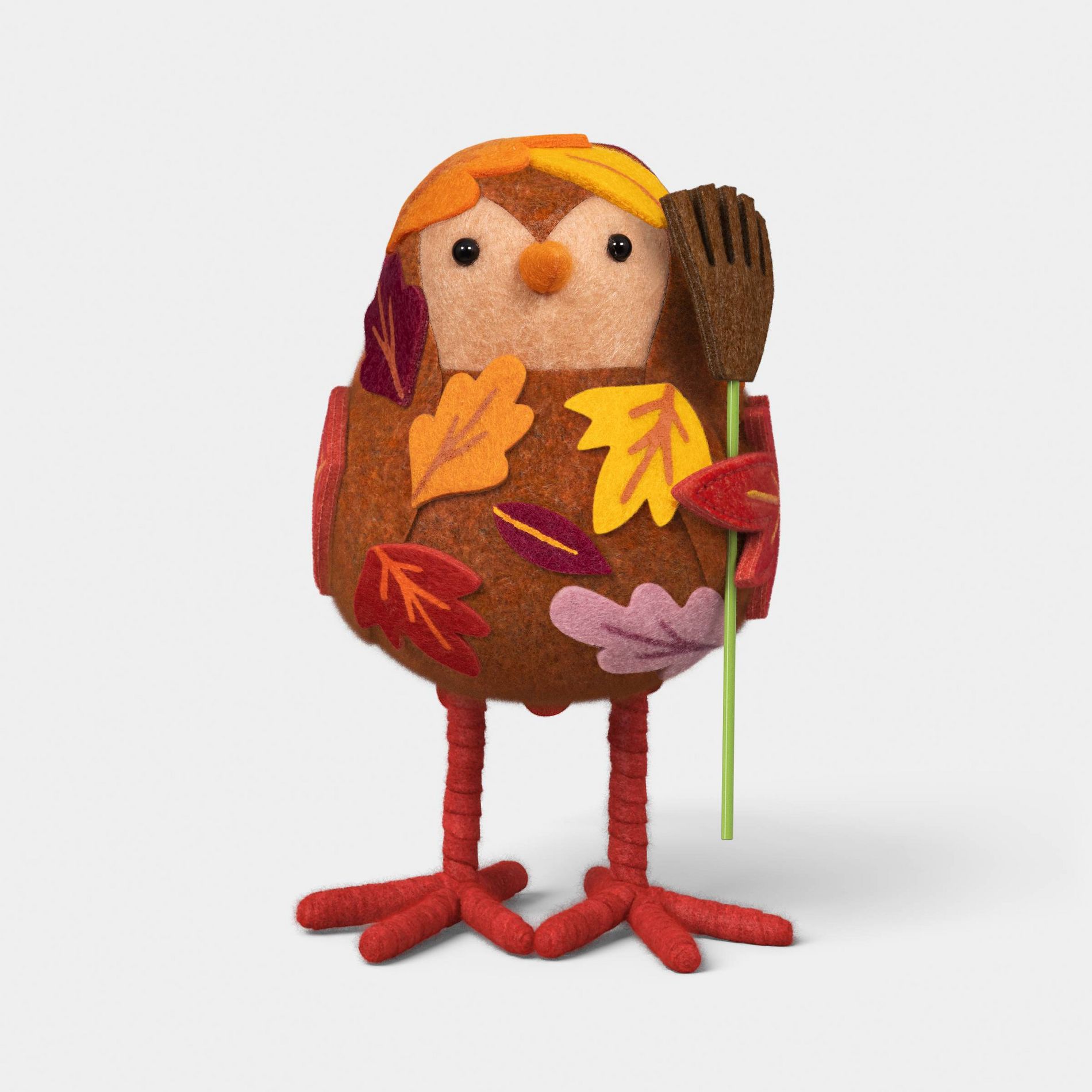 Featherly Friends™ 'Raker' Halloween Harvest Raking Leaves Fabric Bird Decor - Hyde and EEK! Boutique™