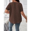 Women's Plus Size V Neck Casual Tops  Color Shirts Lightweight Short Sleeve Blouses - 2 of 2