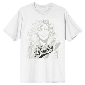 Whitney Houston Pencil Sketch Crew Neck Short Sleeve Men's White T-shirt - 1 of 3