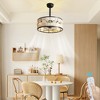 POWLIG 18.11" Farmhouse Boho Ceiling Fan with Lights - Caged Metal Design, Wood Bead & Bamboo Frame, Remote Control, for Living Room, Bedroom - 2 of 4