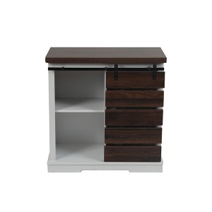 LuxenHome 1-Sliding Door Pallet Style White Wood Storage Cabinet Brown - 1 of 4