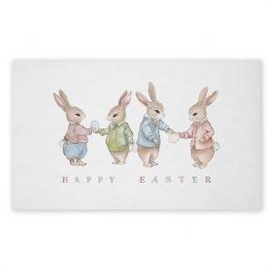 Stupell Industries Minimal Happy Easter Bunnies Printed Outdoor Door Mat, design by Leah Straatsma, 18"x30" - 1 of 4