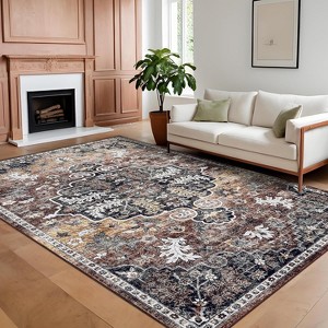 Ultra-Thin Vintage Runner Rug - Washable, Non-Slip, Non-Shedding, Stain-Resistant Hallway Carpet for Entryway - 1 of 4