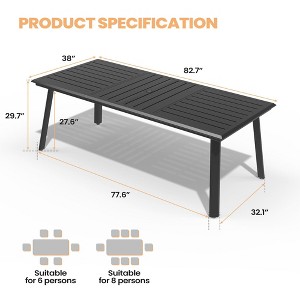 Crestlive Products 82.7inch Outdoor Dining Table, Aluminum Patio Dining Table, Rectangular Table with Umbrella Hole Outdoor Furniture Black - 1 of 4