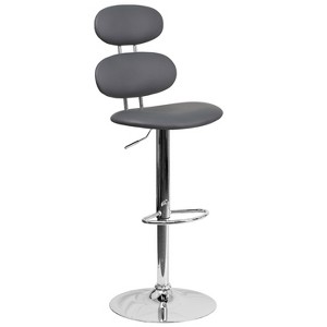 Emma and Oliver Ellipse Back Adjustable Height Barstool with Chrome Base - 1 of 4