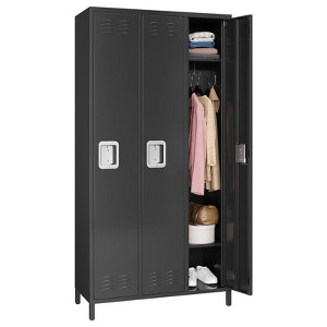 Metal Storage Cabinet with Doors and Shelves, 71” Lockable Garage Cabinet, Black Steel Utility Cabinet for Office, Clothes - 1 of 4