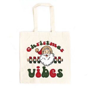 City Creek Prints Christmas Vibes Checkered Canvas Tote Bag - 15x16 - Natural - 1 of 2
