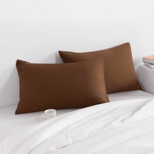 2 Pack Brushed Microfiber Pillowcases, Super Soft Pillowcases with Envelope Closure - NTBAY - 1 of 4