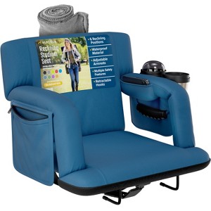 Reclining Stadium Seat for Bleachers with Back Support, Armrests, Cup Holder, Large Pockets, and Waterproof - 1 of 4