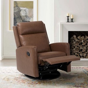Leisure Swivel Recliner Chair, Single Sofa with Adjustable High Backrest-Brown - 1 of 4