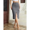 Cargo Skirt for Women Long Y2k Cargo Skirts Low Waist Skirt Trendy Vintage Dress Slit Front Midi Skirt with Pockets - 3 of 4