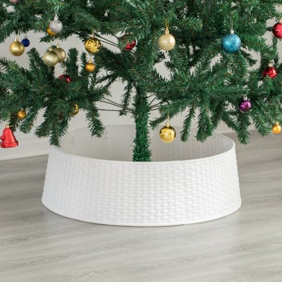 White Plastic Basket Weave Christmas Tree Collar