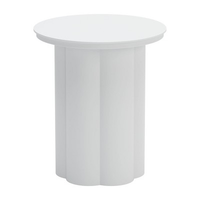 HomeRoots 19" White Aluminum Round Pedestal End Table