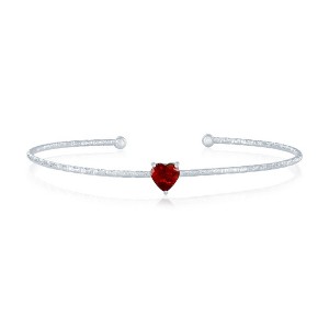 Bella Silver Sterling Silver Birthstone CZ Heart Bangle - Birthstone Colors - 1 of 2