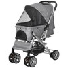 PawHut Travel Pet Stroller for Dogs, Cats, One-Click Fold Jogger Pushchair with Swivel Wheels, Brakes, Basket Storage, Safety Belts, Adjustable Canopy, Zippered Mesh Window Door - 4 of 4
