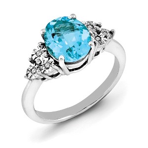 Black Bow Jewelry Oval Light Blue Topaz & .03 Ctw Diamond Ring in Sterling Silver - 1 of 3