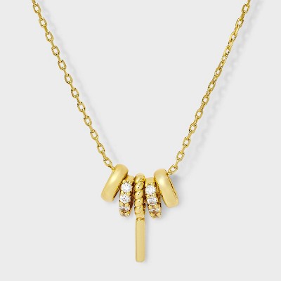 14K Gold Dipped Cubic Zirconia Rondelle I Initial Necklace - A New Day™ Gold