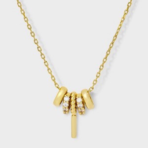 14K Gold Dipped Cubic Zirconia Rondelle Initial Necklace - A New Day™ Gold - 1 of 4