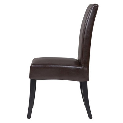 High Brown Wood Parsons Side Chair