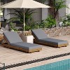 Christopher Knight Home Debra Outdoor 6-Position Adjustable Acacia Wood Chaise Lounge with Cushions (Set of 2) - 2 of 4