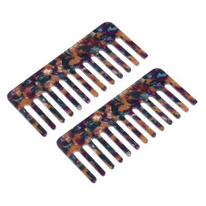 Unique Bargains Anti-Static Hair Comb Wide Tooth for Thick Curly Hair Hair Care Detangling Comb For Wet and Dry Dark 2.5mm Thick 2 Pcs - 1 of 4