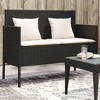 vidaXL Outdoor Poly Rattan Loveseat Bench - Black Patio Seating with Cream Cushions, Under Seat Storage, Powder-Coated Steel Frame - 2 of 4