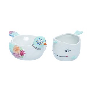 Transpac Tiny Happy Bird/narwhal Planter Set of 2 Spring Home Decorations - 1 of 1
