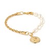 RMZ GOLD NYC 18K Gold Rope & Pearl Bracelet with Coin Charm - 8 Inches - 2 of 3