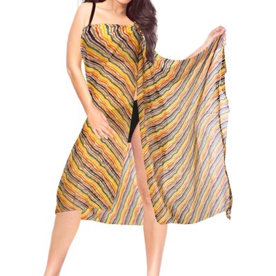 LA LEELA Women's Bandeau Beach Sarong Wrap - One Size Maxi Cover-Up (Coal Floral)