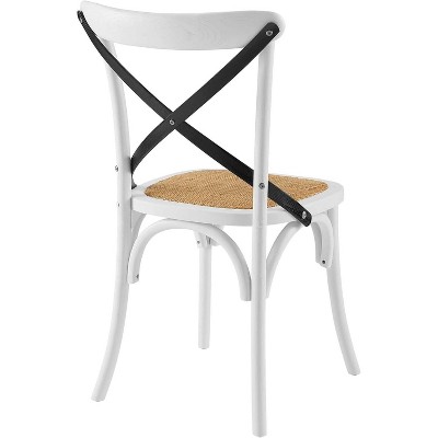 White and Black Cross Back Wood Dining Chair