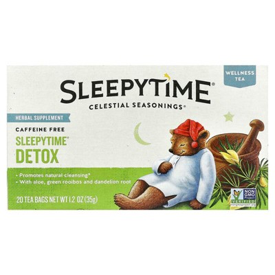 Celestial Seasonings, Wellness Tea, Sleepytime Detox, Caffeine Free, 20 Tea Bags, 1.2 oz (35 g)