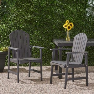 Mlmh & Kngwa 25"W Set of 2 Weatherproof Acacia Wood Outdoor Dining Chairs - 1 of 4
