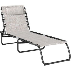 Summit Adventure 4-Position Folding Chaise Lounge - Breathable Mesh Tanning Chair for Pool/Beach/Yard (Cream White) - 1 of 4