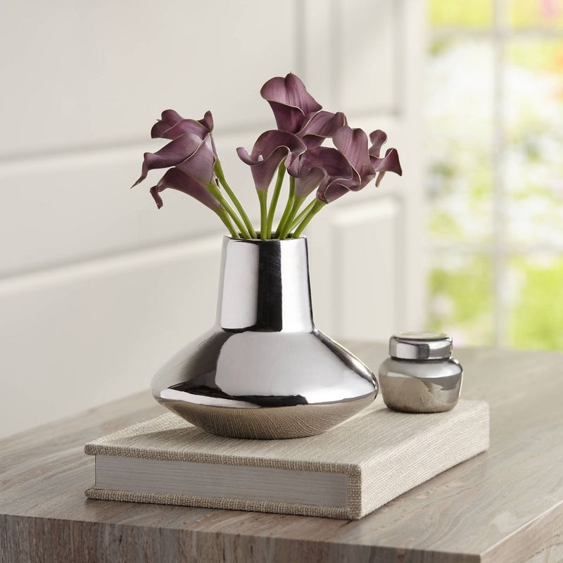 Studio 55D Elusyan Electroplated Silver 8" Wide Decorative Vase, 2 of 8
