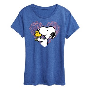 Women's - Peanuts - Snoopy Woodstock Xo Heart Short Sleeve Graphic T-Shirt - 1 of 4