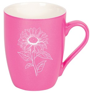 Elanze Designs 10 Ounce Metallic Finish New Bone China Tea Coffee Cup Mug� Princess Pink Joyful Sunflower - 1 of 4