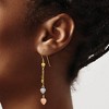 Black Bow Jewelry 14k Tri Color Gold, Triple Puffed Heart and Chain Dangle Earrings - 3 of 4