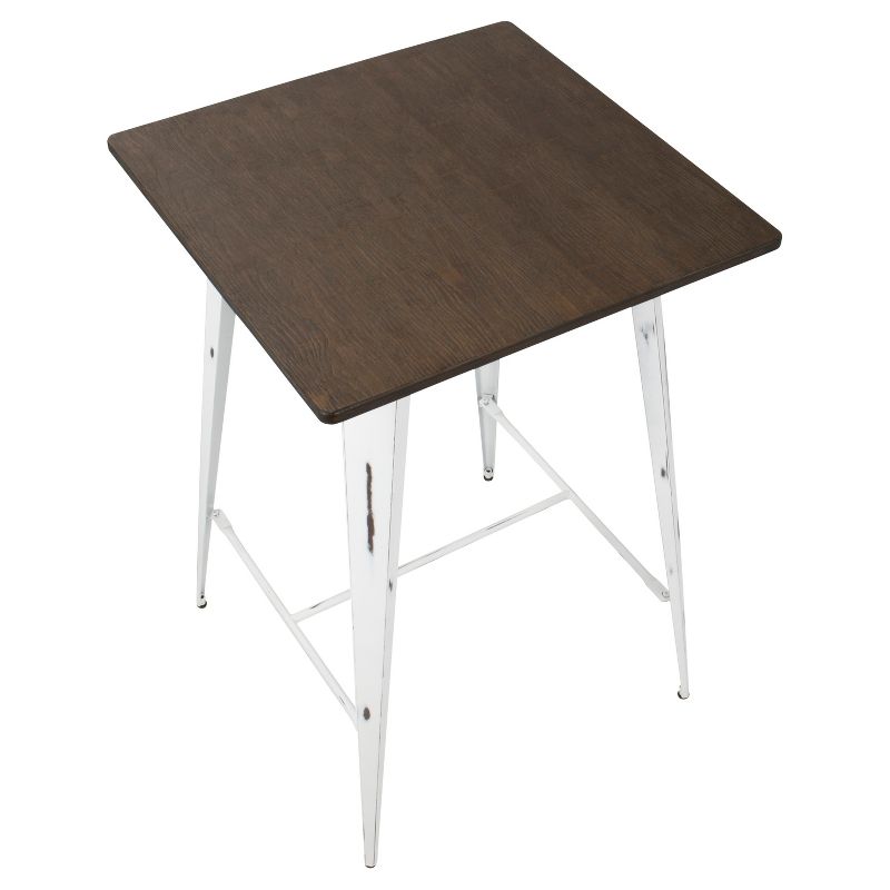 Oregon Bar Height Table with Vintage White Frame/Espresso Wood - LumiSource, 6 of 10