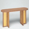 Mshliw Farmhouse Rattan Entryway Table, Oval Console Table with Cross Frame Support, Dining Table for Hallway, Living Room, or Foyer - 2 of 4