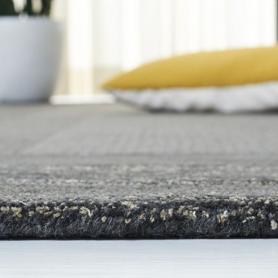 Charcoal and Blue Hand-Tufted Wool Runner Rug