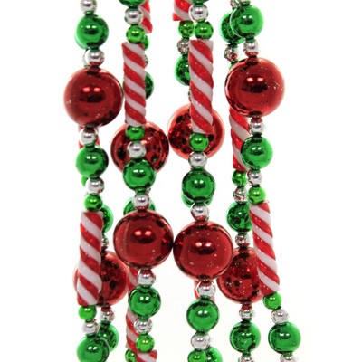 Festive 8-Foot Red and Green Candy Bead Garland