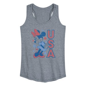 Women's Disney Minnie USA Graphic Racerback Tank - Heather Grey - Small - 1 of 4