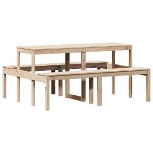vidaXL Picnic Table Natural Solid Pine Wood Medium Seats Many - 1 of 4