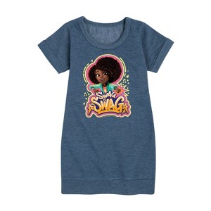 - Karma's World - Swag Is Swag Graphic Short Sleeve Fleece Dress - 1 of 3