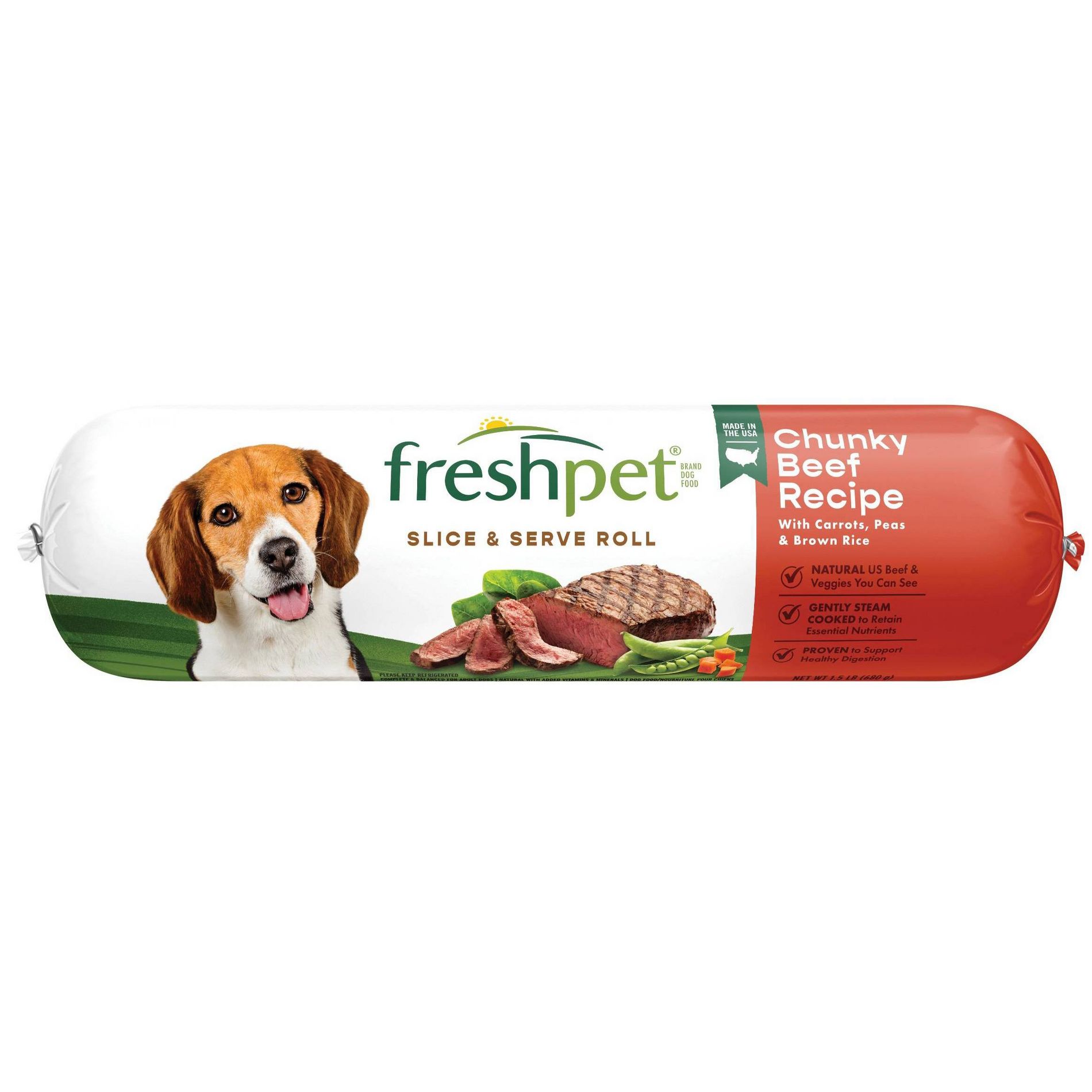 Freshpet Select Roll Chunky Vegetable and Beef Recipe Refrigerated Wet Dog Food
