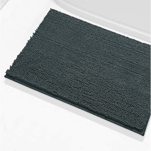 Home Mart Goods Charcoal Grey Large Soft Cozy Plush Chenille Bath Mat Bathroom Rug - 36"x24" - 1 of 4