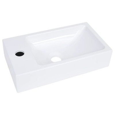 White SMC Rectangular Bathroom Wash Basin with Faucet Hole